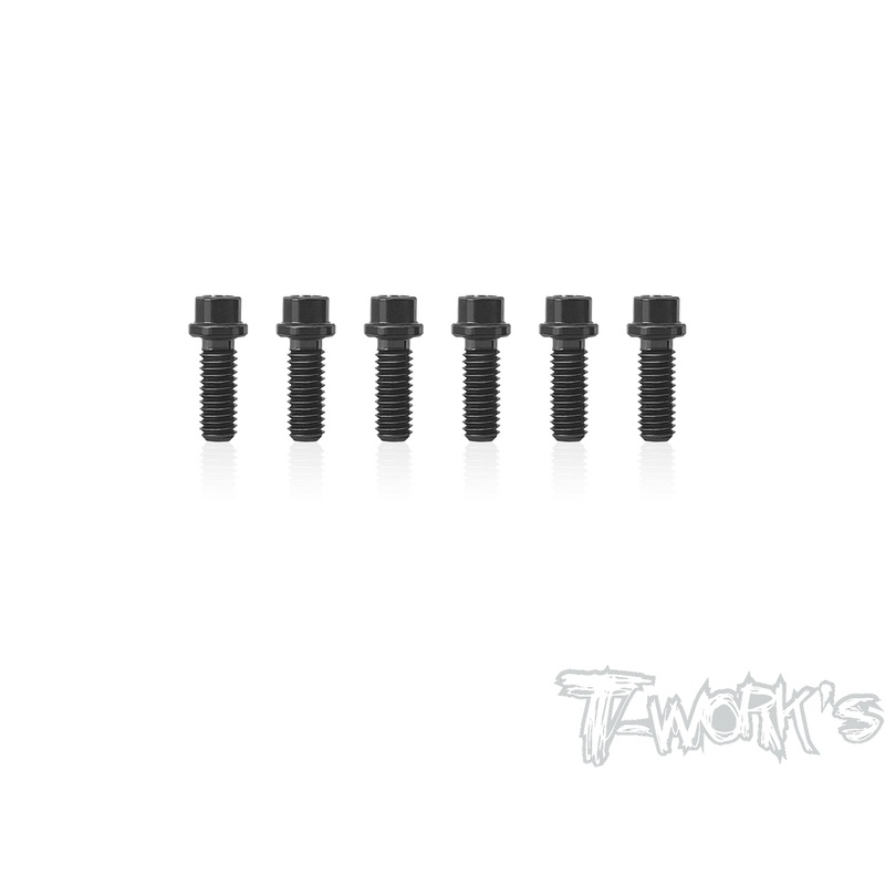ASS-308P-BK  1/12 Pan Car Rear Wheel Hub Screws-M3x8mm  Black  ( For XrayX12'16/17/18/19/20/21US/EU , Serpent S120 2019/US/EU)  6pcs.