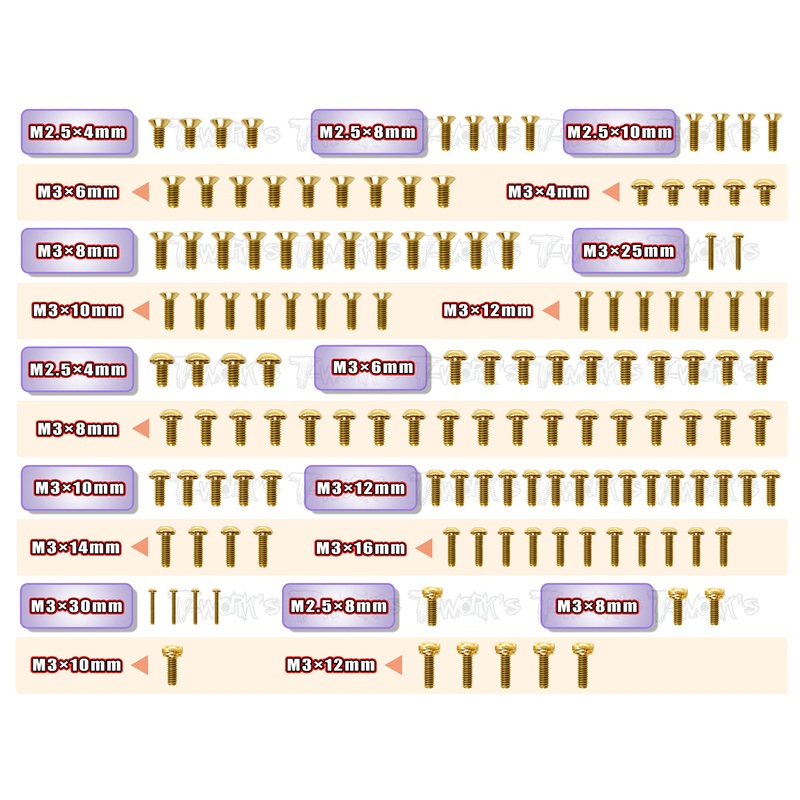 GSS-CATL1EVO  Gold Plated Steel Screw Set  135pcs. ( For Schumacher CAT L1 EVO )
