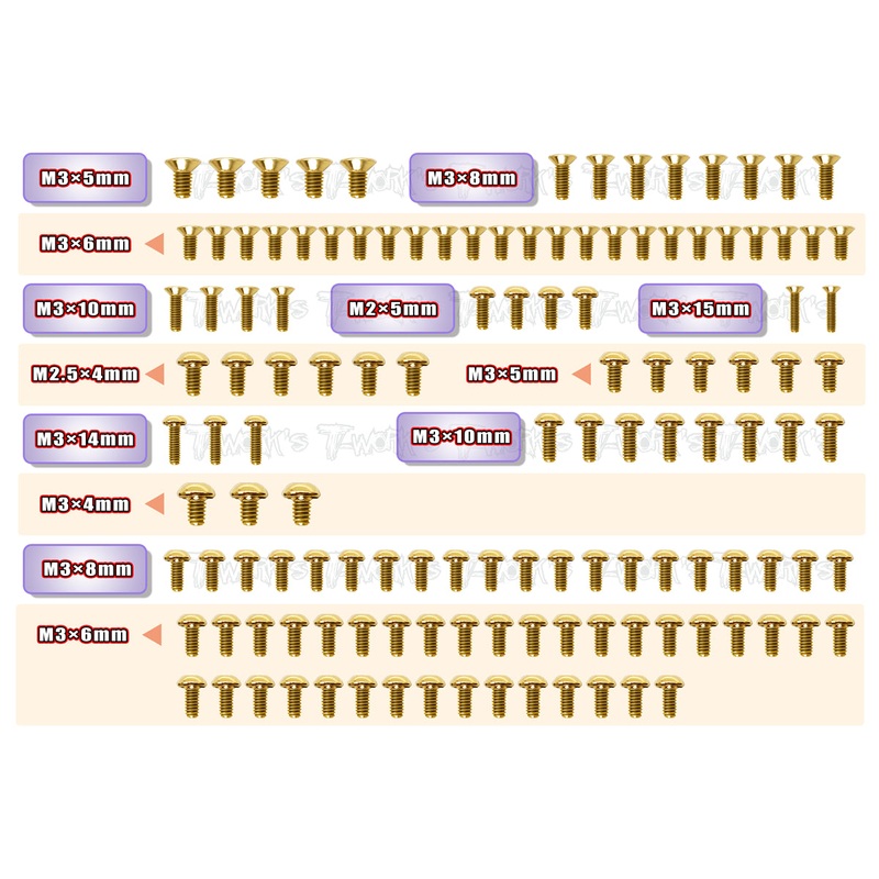 GSS-IF14-2F Gold Plated Steel Screw Set  128pcs. ( For  INFINITY IF14-2F )