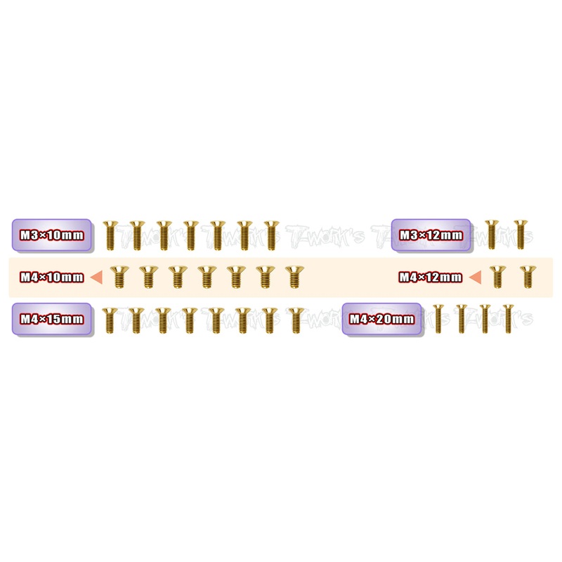 GSS-MBX8R-BGold Plated Steel Screw set ( Bottom )30pcs.( For Mugen MBX8R )