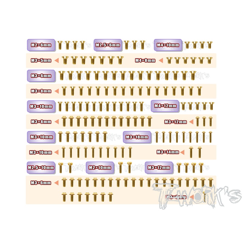 GSSU-MRX6XGold Plated Steel UFO Screw Set 155pcs. ( For Mugen MRX6X )