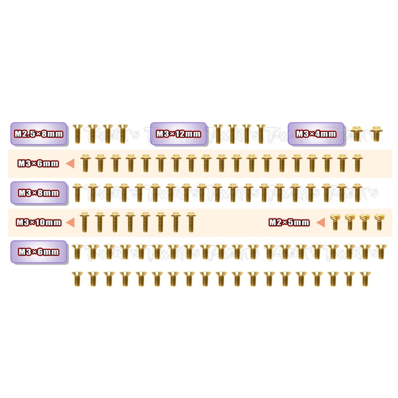 GSSU-X20FWDGold Plated Steel UFO Screw Set 99pcs. ( For Serpent X20 FWD )