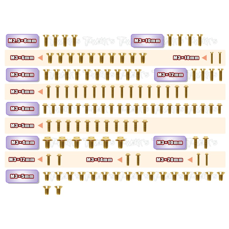 GSSU-X4  Gold Plated Steel UFO Screw Set 115pcs. ( For Xray X4 )
