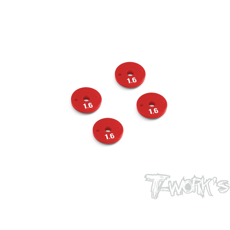 TE-237-TLR Machined 1.6 x 2 Thin Shock Pistons ( TLR 22/22X-4 ) 4pcs.