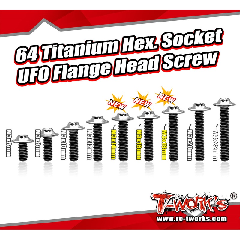 TSS-UF   M3 64 Titanium Hex. Socket UFO Flange Head Screw