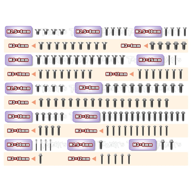 TSSU-CATL1EVO   64 Titanium Screw set ( UFO Head ) 135pcs.(For Schumacher CAT L1 EVO)