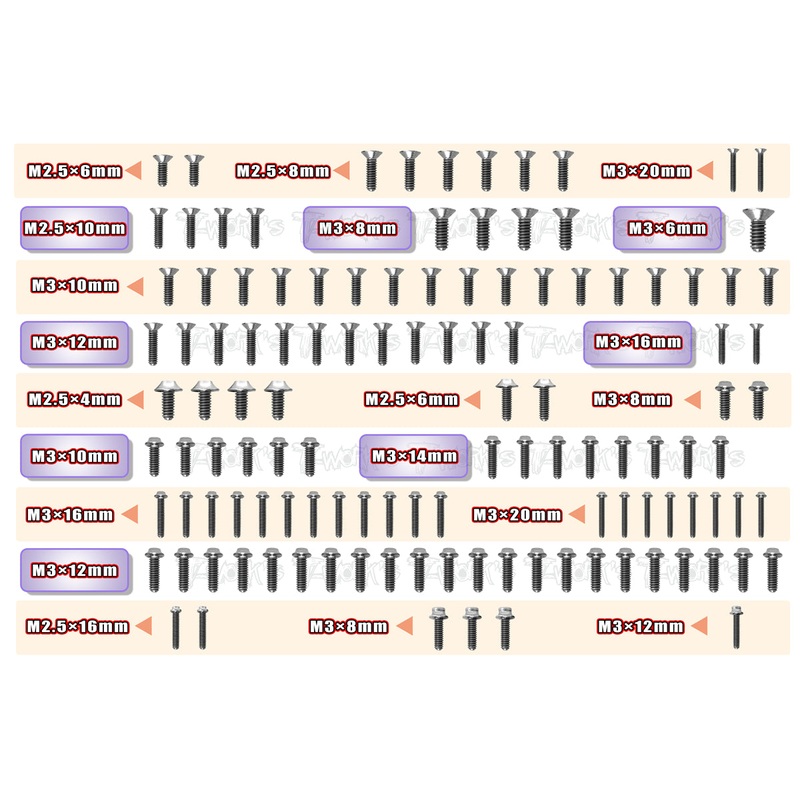 TSSU-LD2 64 Titanium Screw set ( UFO Head ) 118pcs.(For Schumacher COUGAR LD2/STOCK SPEC)