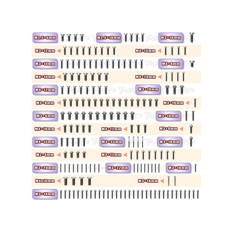 TSSU-NT482.0 64 Titanium Screw set ( UFO Head ) 179pcs.(For TEKNO NT482.0)