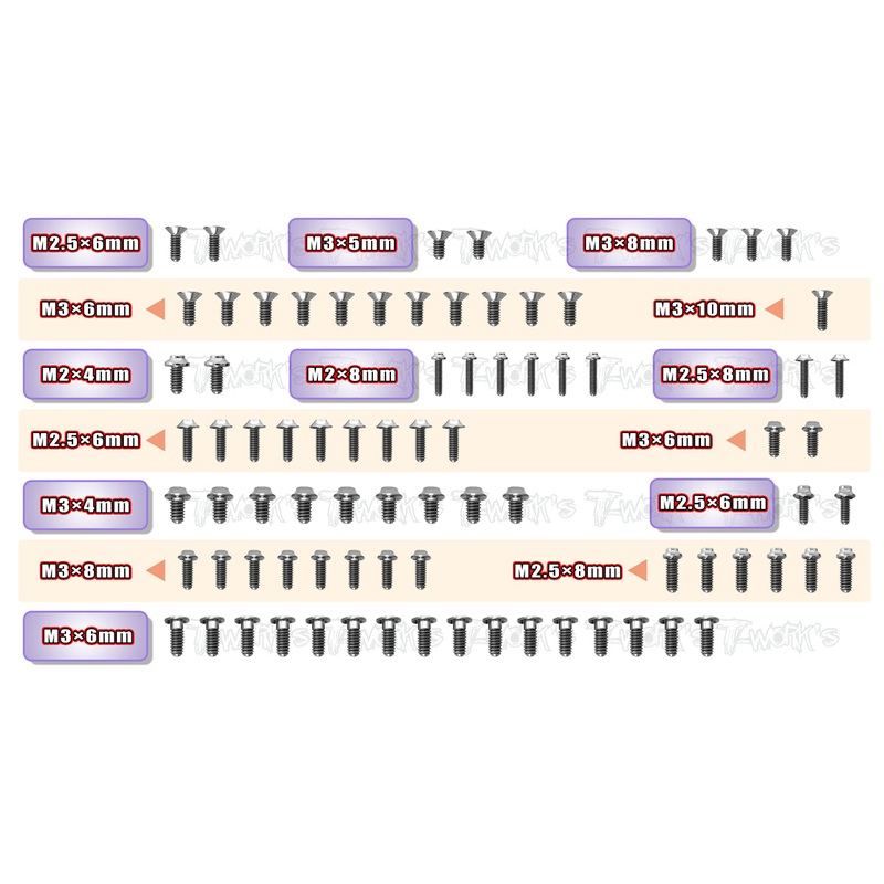TSSU-P12EVO264 Titanium Screw set ( UFO Head ) 81pcs.(For ROCHE P12 EVO 2)