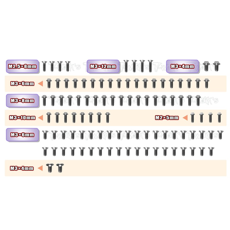 TSSU-X20FWD64 Titanium Screw set ( UFO Head ) 101pcs.(For Serpent X20 FWD)