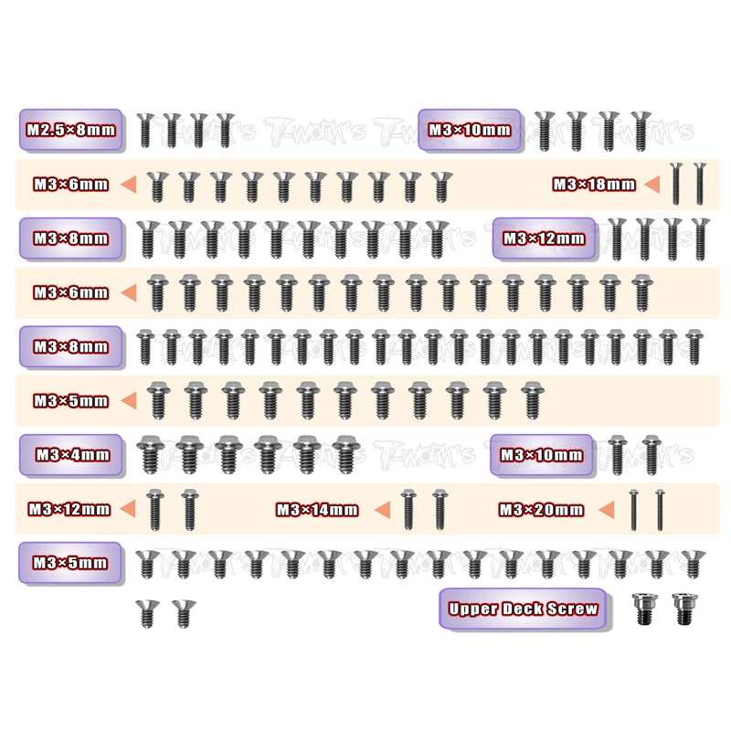 TSSU-X4  64 Titanium Screw set ( UFO Head ) 117pcs.(For Xray X4)