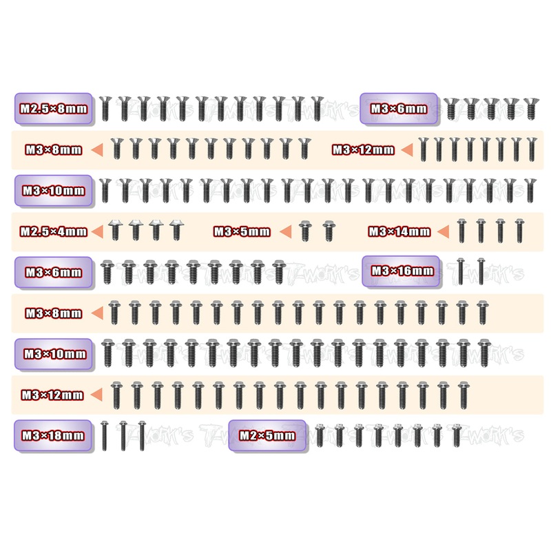 TSSU-XB4'2264 Titanium Screw set ( UFO Head ) 146pcs.( For Xray XB4'22 )