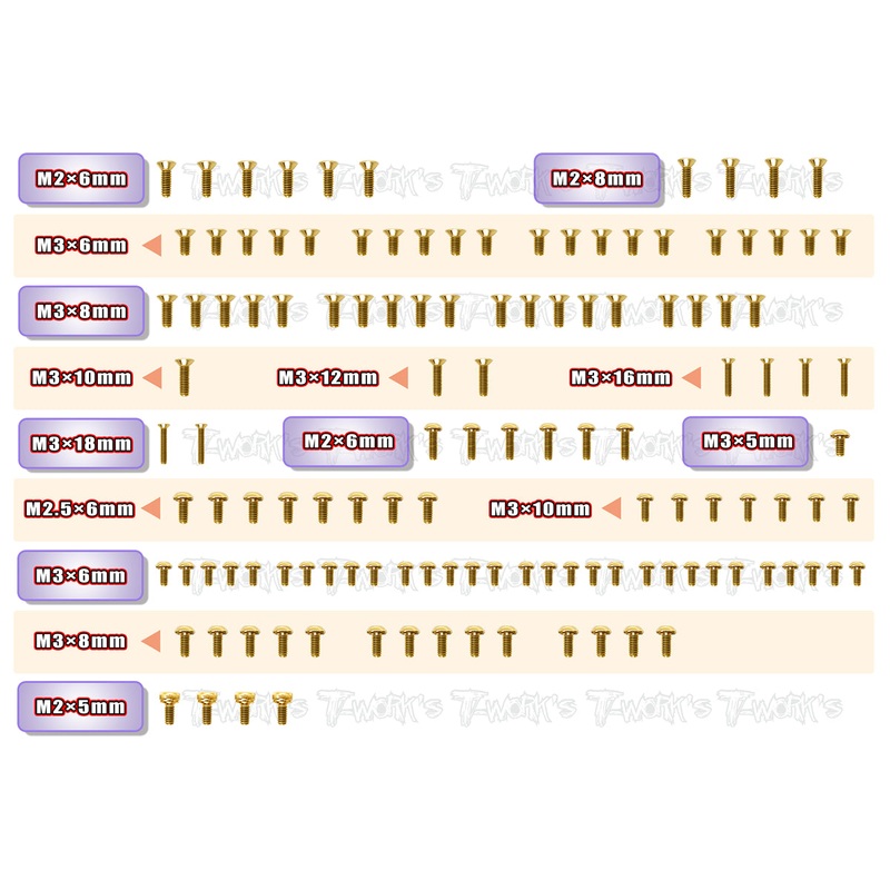GSS-BD11  Gold Plated Steel Screw Set 128pcs. ( For Yokomo BD11 )