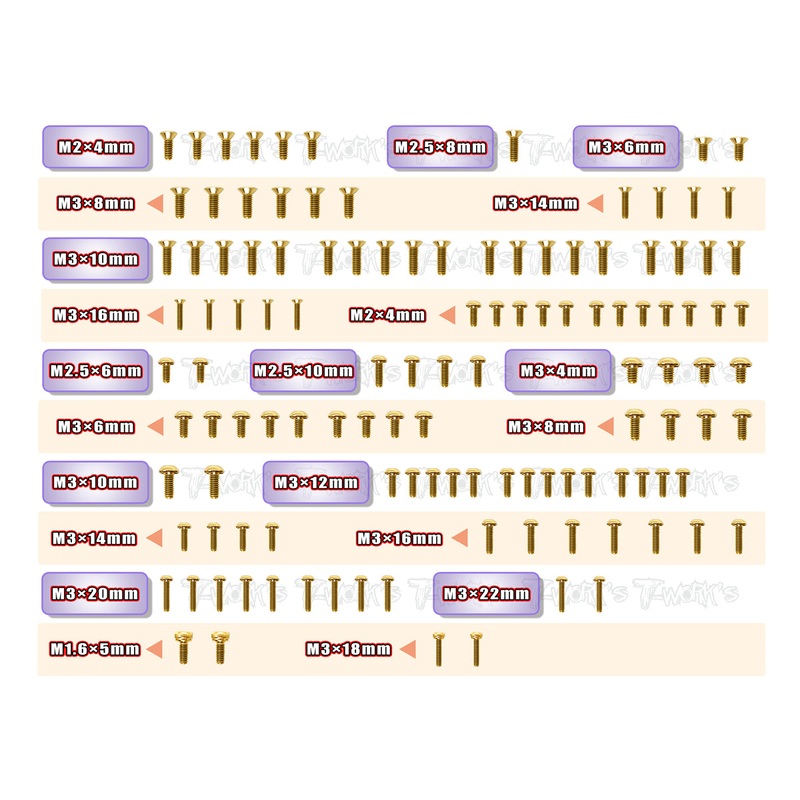 GSS-RC10B6.4 Gold Plated Steel Screw Set 120pcs. ( For Team Associated RC10 B6.4 )