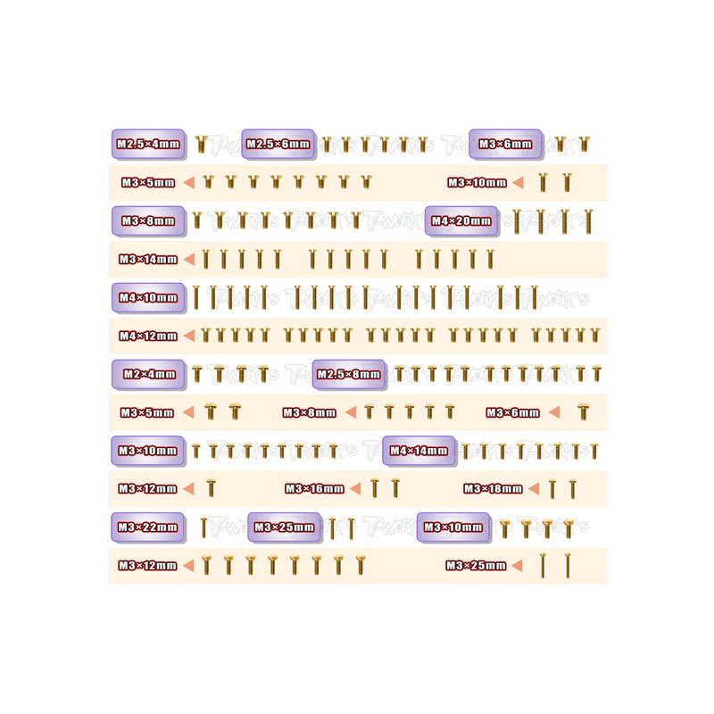 GSS-RC8B4EGold Plated Steel Screw Set 152pcs.( For Team Associated RC8 B4E )