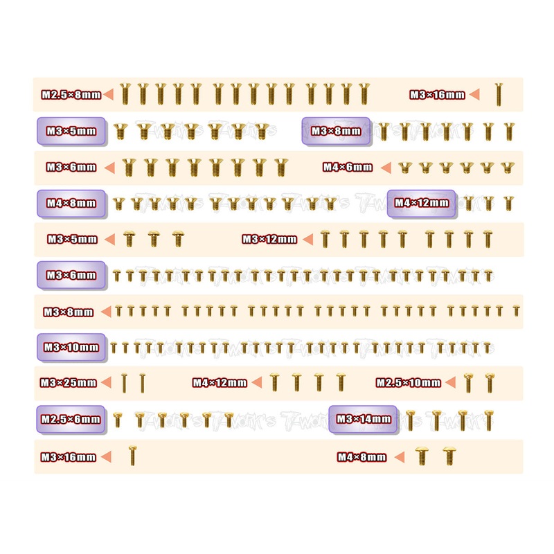 GSS-VIPER990Gold Plated Steel Screw Set 180pcs.( For Serpent VIPER 990 )