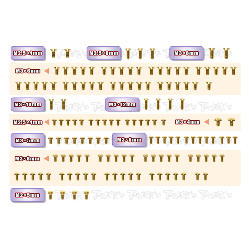 GSS-X20'23Gold Plated Steel Screw Set 139pcs. ( For Serpent X20 2023 )