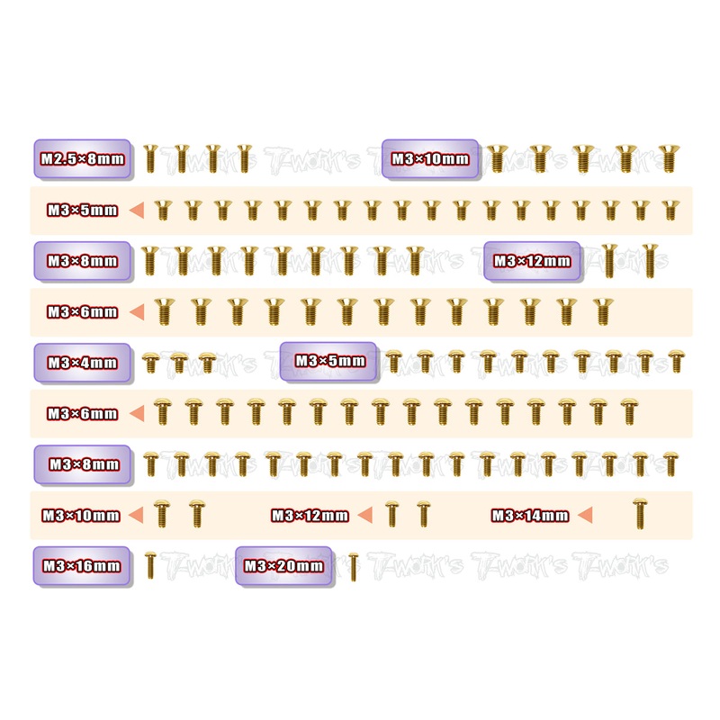 GSS-X4FGold Plated Steel Screw Set 105pcs. ( For Xray X4F )