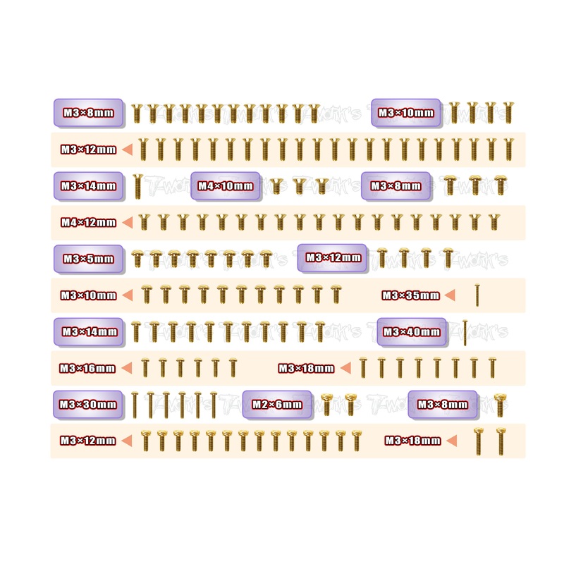 GSS-XB8'22Gold Plated Steel Screw Set 139pcs. ( For Xray XB8 2022 )