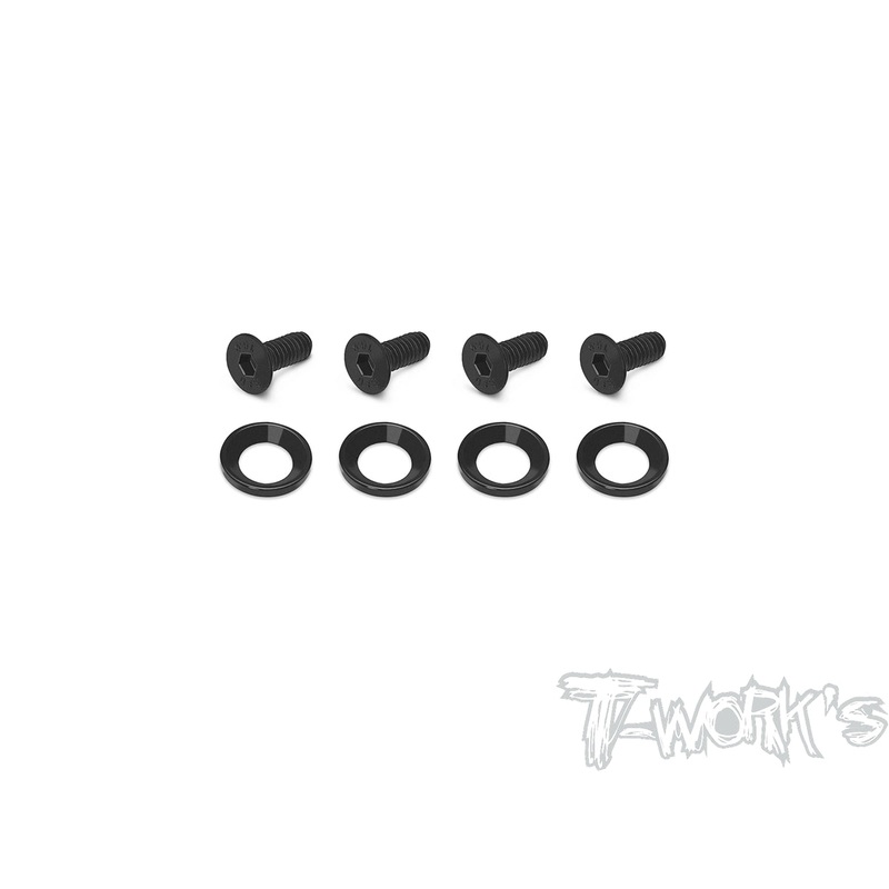 TO-205-BKEngine Mount Washer And Screw Set  For Team Associated RC8 B3/B3.2/T3.2/T3.2E/Mugen MBX8R Each 4 pcs.