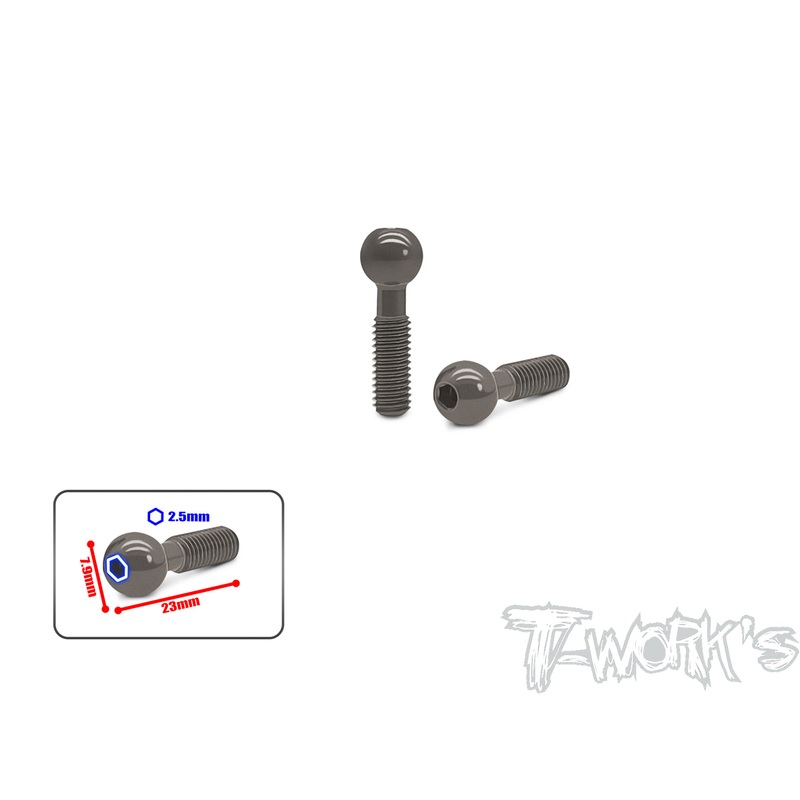 TO-322-M  Hard Coated 7075-T6 Pivot Ball  2pcs. ( Mugen )  7.9 x 23mm