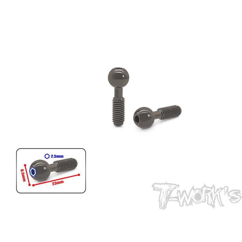 TO-322-S Hard Coated 7075-T6 Pivot Ball  2pcs.  ( Serpent )  8.5 x 23mm
