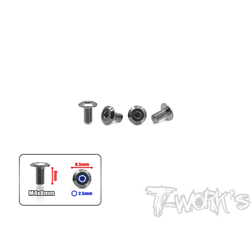 TP-150 64 Titanium Engine Mount Screw 4x8mm( For Mayako MX8 ) 4pcs.