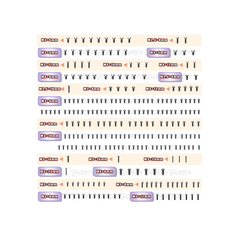 TSSU-CPGT64 Titanium Screw set ( UFO Head ) 255pcs.( For Capricorn GT  )