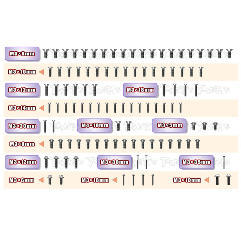 TSSU-MID 64 Titanium Screw set ( UFO Head ) 103pcs.( For Kyosho Optima MID )