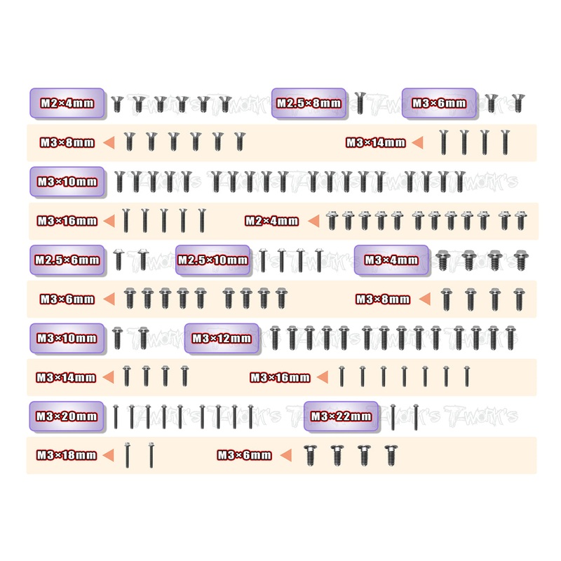 TSSU-RC10B6.4  64 Titanium Screw set ( UFO Head ) 122pcs.( For Team Associated RC10 B6.4 )