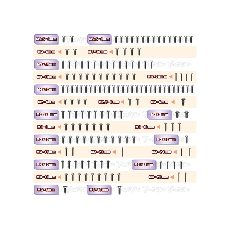 TSSU-RC8B464 Titanium Screw set ( UFO Head ) 153pcs.( For Team Associated RC8 B4 )