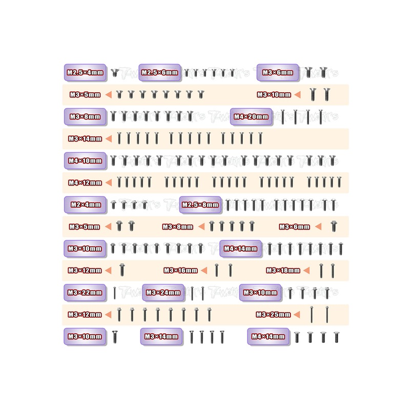 TSSU-RC8B4E64 Titanium Screw set ( UFO Head ) 161pcs.( For Team Associated RC8 B4E  )