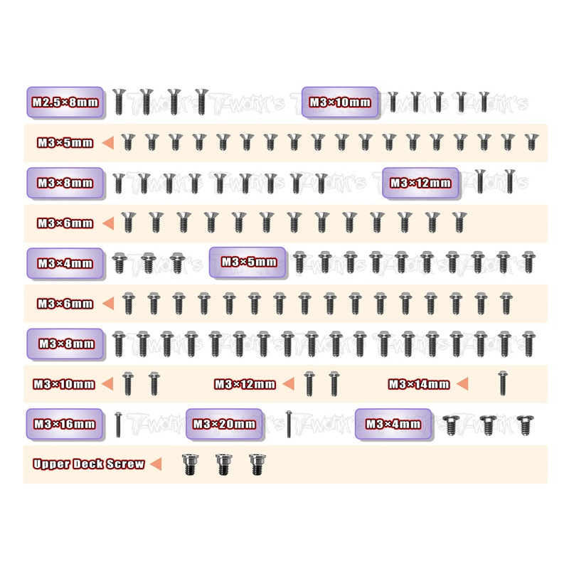 TSSU-X4F64 Titanium Screw set ( UFO Head ) 111pcs.( For Xray X4F )