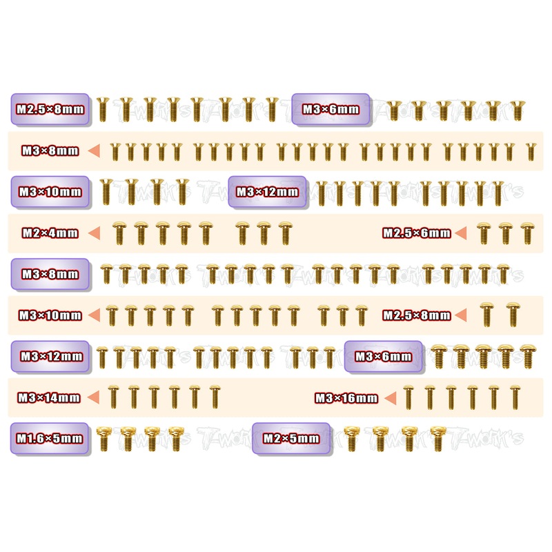 GSS-B74.2DGold Plated Steel Screw Set 138pcs. ( For Team Associated RC10 B74.2D )
