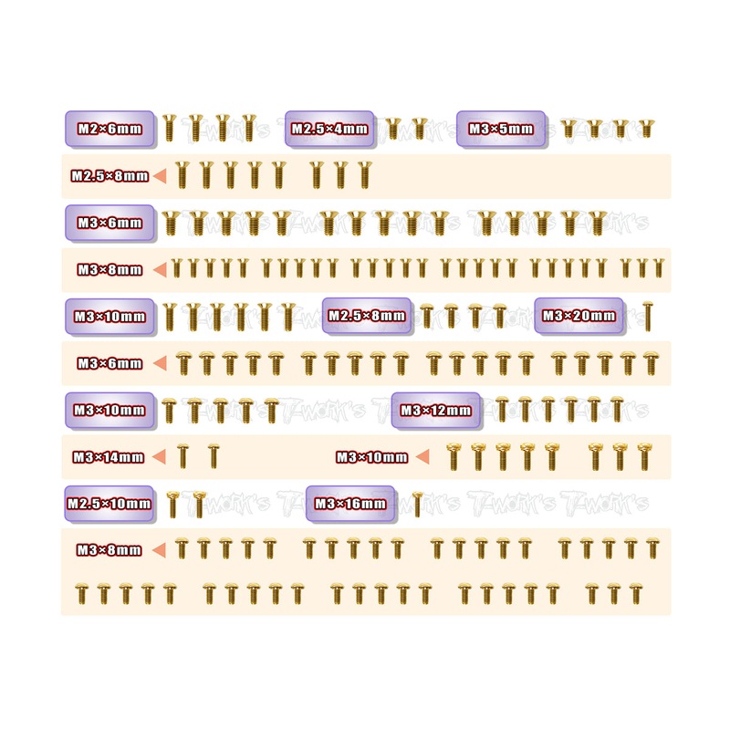 GSS-NT1'23Gold Plated Steel Screw Set 159pcs. ( For Xray NT1 2023 )