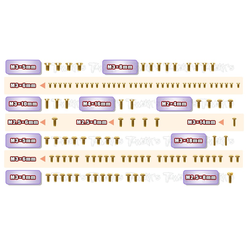 GSS-X1'23   Gold Plated Steel Screw Set 115pcs. ( For Xray X1 2023 )