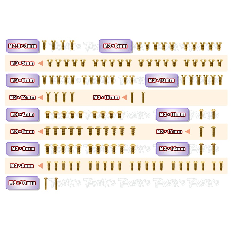 GSSU-X4'23Gold Plated Steel UFO Screw Set 119pcs. ( For Xray X4 2023 )