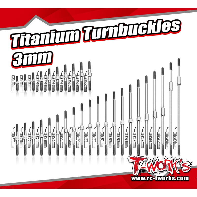 TBS-3      Titanium Turnbuckles 3mm  (6AL/4V grade titanium)