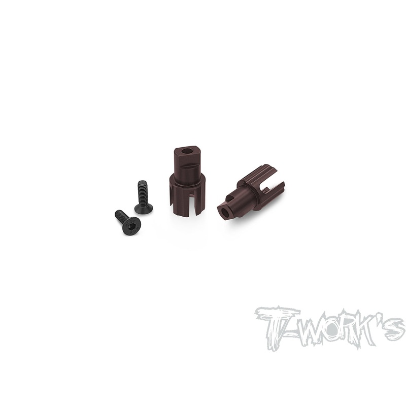 TE-197-S  TWIN Trough Spring Steel Solid Driveshaft Adapters  ( For Serpent X20'23 ) ** Only T-Work's ECS Drive Shaft Use **