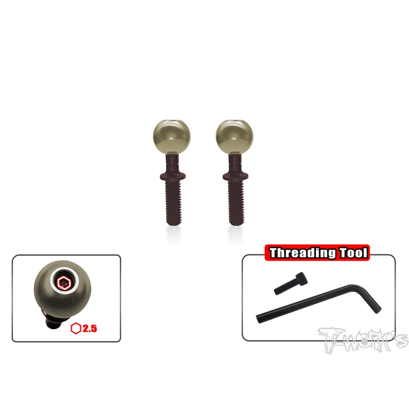TO-192L-XB8 Alum. Pillow Ball With Spring Steel Anti-Clockwise Shaft( For Xray XB8 ) 2pcs.