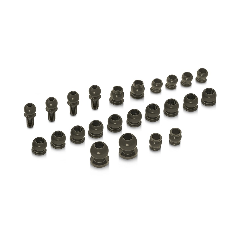 TO-326-RX8'23     7075-T6 Hard Coated Alum. Ball Set ( For Xray RX8E 2023/RX8 2023 ) 24pcs.