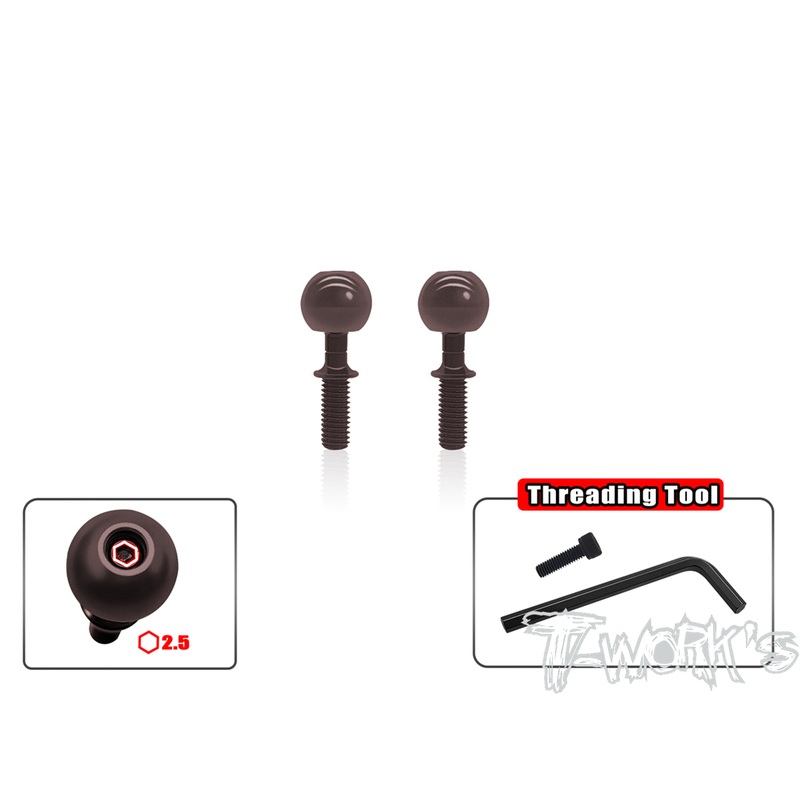 TO-329L-MBX  Spring Steel Pillow Ball Anti-Clockwise Shaft( For Mugen MBX-7/7R/7GT/MBX8 ECO/MBX8R ) 2pcs.