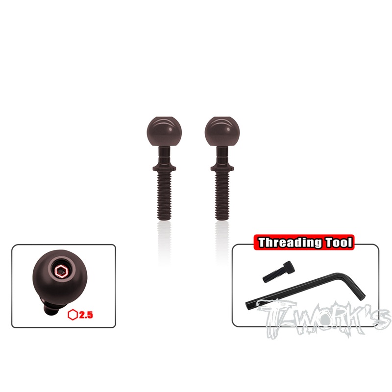 TO-329L-RC8B3    Spring Steel Pillow Ball Anti-Clockwise Shaft ( For RC8 B4/B4E/B3/B3E/B3.2/T3.2/T3.2E ) 2pcs.