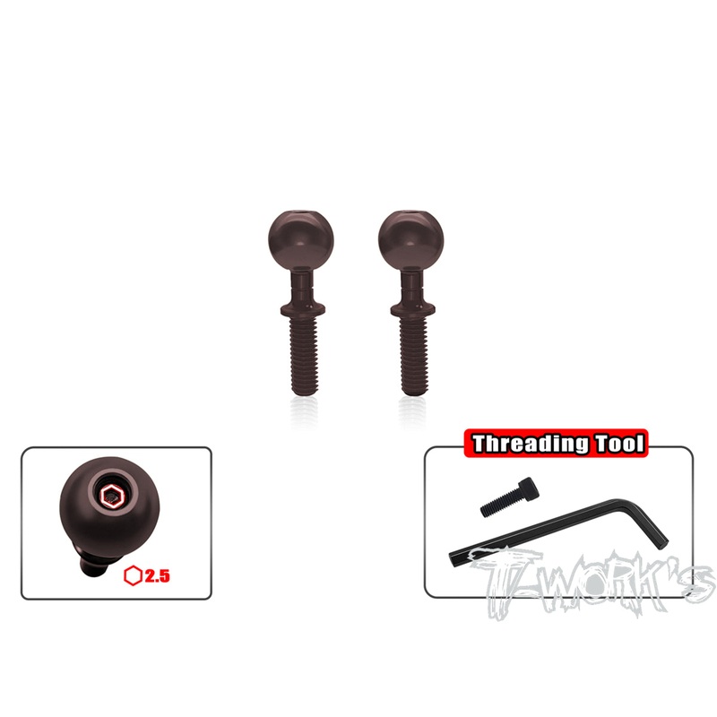 TO-329L-XB8  Spring Steel Pillow Ball Anti-Clockwise Shaft( For Xray XB8'22/23 ) 2pcs.