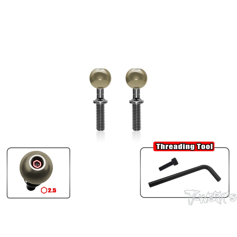 TP-047L-XB8 Alum. Pillow Ball With Titanium Anti-Clockwise Shaft ( Xray XB8/XB8'23 )2pcs.