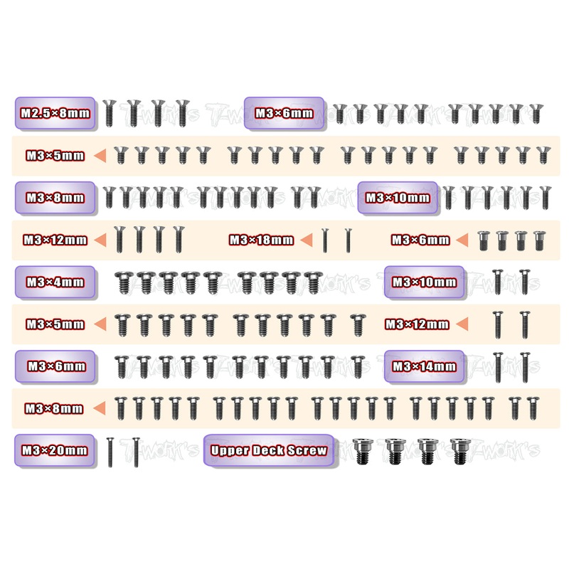 TSS-X4'23-LP64 Titanium Low Profile Screw set 127pcs.( For Xray X4 2023 )