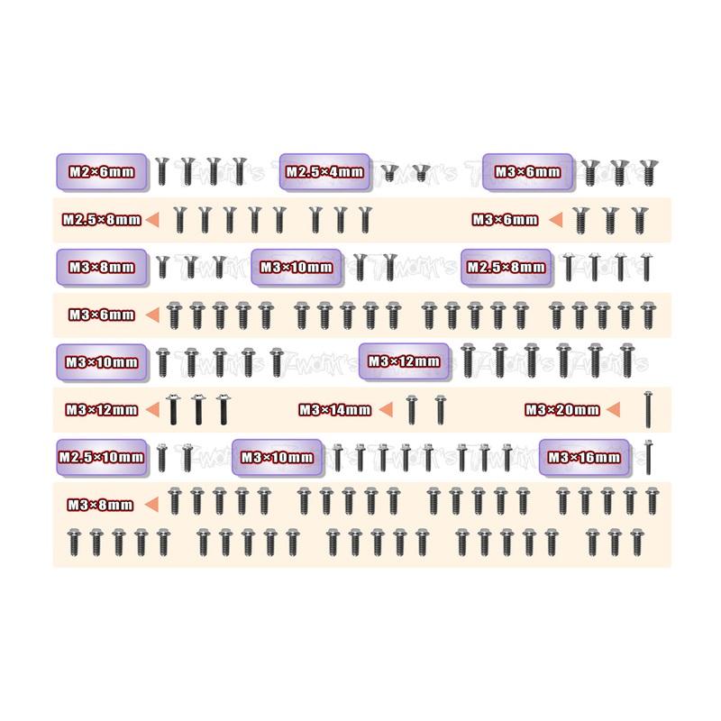 TSSU-NT1'23-T64 Titanium Upper Deck Screw set 120pcs.( For Xray NT1 2023 )