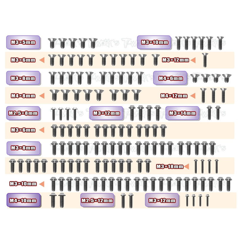 TSSU-RX8'23 64 Titanium Screw set ( UFO Head ) 143pcs.( For Xray RX8 2023 )