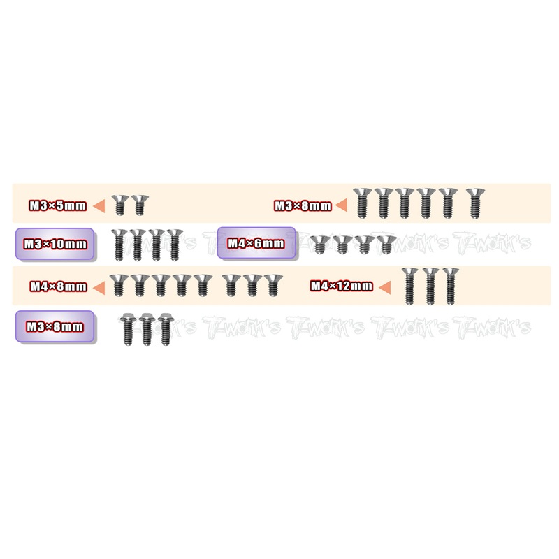 TSSU-RX8E'23-B  64 Titanium Screw set ( Bottom )30pcs.( For Xray RX8E 2023 )