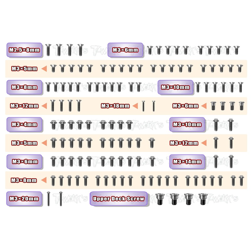 TSSU-X4'2364 Titanium Screw set ( UFO Head ) 127pcs.( For Xray X4 2023 )